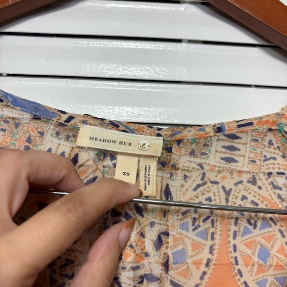 Anthropologie Meadow Rue Oswengo Crochet Maxi Dress Cream and Blue Size XS - Picture 3 of 7